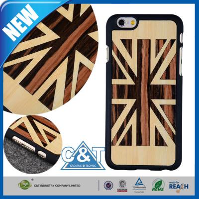 China Genuine Bamboo Panel Iphone 6 Hard Wood Cell Phone Cases With UK Flag Painting for sale