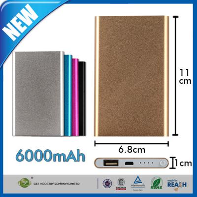 China Ultra-Slim 6000mAh Portable External Battery Charger For Smartphones for sale