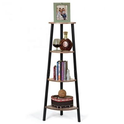 China Sustainable 4-Tier Corner Shelf Metal Storage Rack Bookcase Plant Display Stand for sale