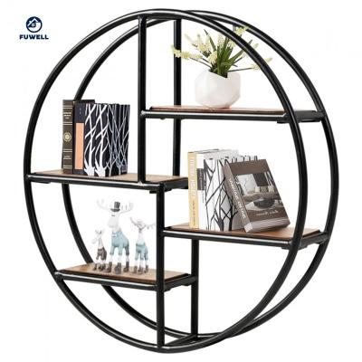 China Sustainable Hanging Storage Shelf Circular Wall Mounted 4-Tier Rack for sale