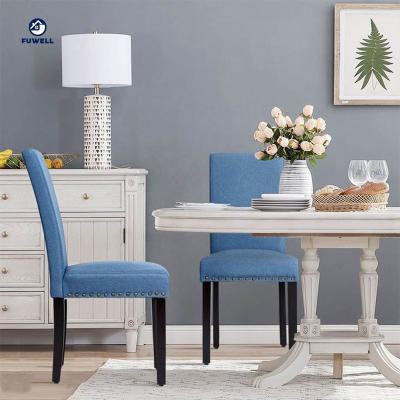 China Elegant Design for Versatility Fabric Upholstered Dining Chairs with Nailhead for sale