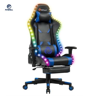 China (Height)Adjustable Ergonomic High Back Massager Gaming Chair With Light And Handrails for sale