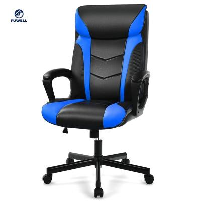 China Leather Swivel PU Office Gaming Revolving Chair With Padded Armrest for sale