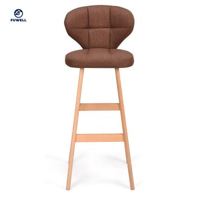 China Comfortable Seat Brown Bar Stools Bar Chair Fabric for sale