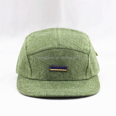 China JOINT Custom Rubber Patch Running Plain Hemp 5 Panel Camp Hat Unstructured Snapback Hats for sale