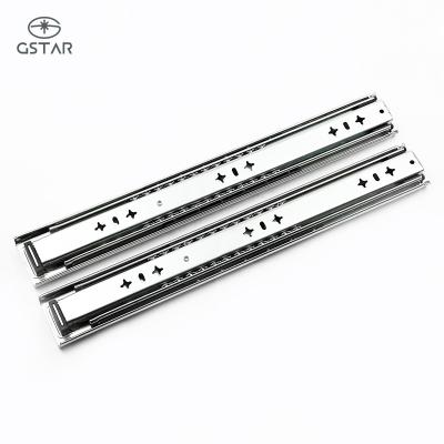 China 3 Fold+Full Extension Other Furniture Hardware 53Mm Heavy Duty Soft Narrow Drawer Slides Telescopic Drawer Slide Locking Rail for sale