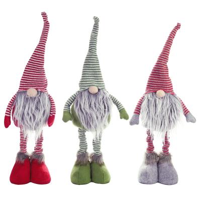 China New Stripes Figure Red Green Gray Faceless Standing Figure Decorations Nordic Plush Christmas Elastic Figure for sale