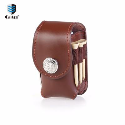 China Hot Sale Factory Custom Portable Type PU Golf Ball Bag PU Golf Pouch For 2 Balls, Digging Tools, Golf Tees for sale