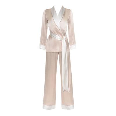 China Customized high quality QUICK DRY silk pajamas women sexy comfortable satin loungewear longsleeve sleepwear for sale