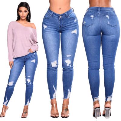 China 2020 new hot style pants women's stretch jeans high waist breathable jeans with holes jeans women for sale