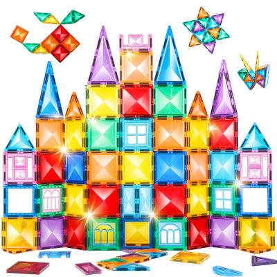 China Eco-friendly Material Kids Educational Magnetic Toys 3D Construction Magnet Tiles Building Blocks Sets for sale