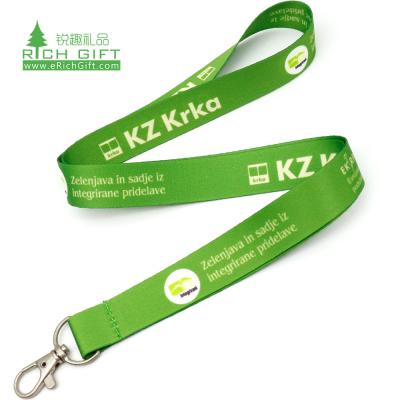 China Promotional High Quality Custom Sublimation Woven Nylon Neck Lanyards Gift Souvenir Pen Holder Logo Green For Staff for sale