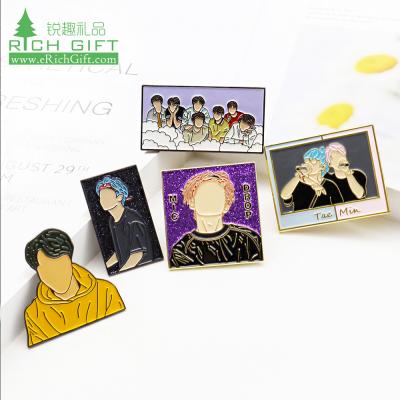 China Europe metal kpop BTS pin custom pins camera hard soft backside coffee anime pin custom logo with backing card for sale