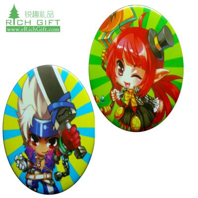 China 3D logo-printing fantasy cartoon anime custom tinplate pin button badges with safety pin for sale