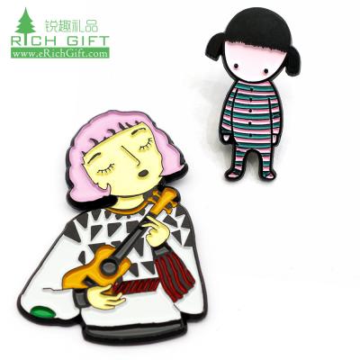 China Custom Philippe Carnival Soft Enamel Europe Free Sample Cute Metal Cartoon Girl Lapel Pin For Sale for sale