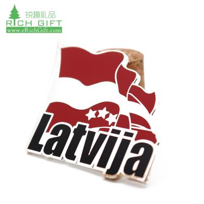 China Wholesale Custom Europe Metal Aluminum Logo Printing Epoxy Clear Enamel Oman Ireland Brazil Latvija Flag Lapel Pins For National Day for sale