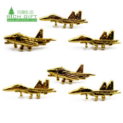 China Europe No Minimum Hot Custom Zinc Alloy 3D Metal Plating Air Force Aircraft Airbus Aircraft Airplane Pilot Wings Pin Badge 'gold for sale