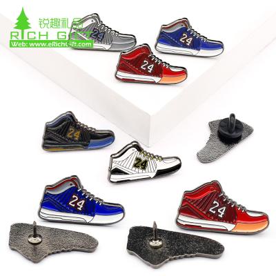 China New Custom Metal American Soft Enamel Iron On Lapel Pin Badge Cartoon Sneaker Badge For Collect Souvenir For Apparel Badge for sale