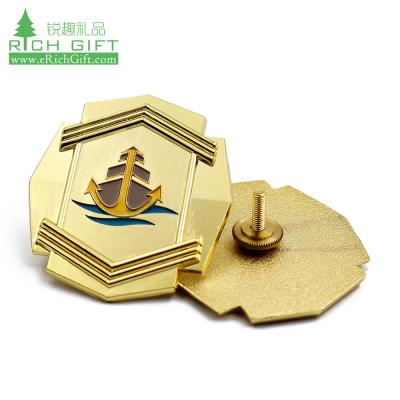 China China Free Sample Custom Zinc Alloy Casting Shiny Gold Plating Lapel Masonic Pins For Sale for sale