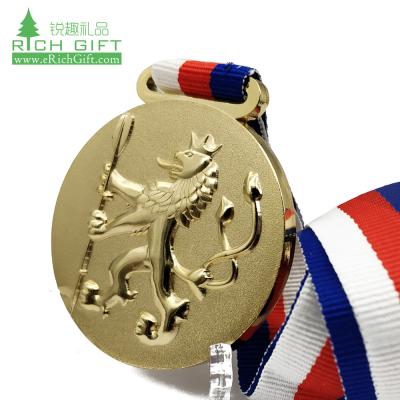 China Fiesta white high quality custom metal 3d logo dragon lion gold embossed medals for championship for sale