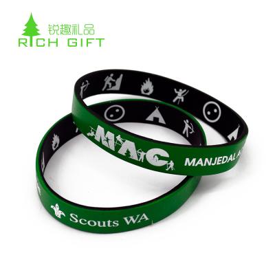 China casual/sporty made in silicone rubber wristband china cheap promotional screen printed wristband custom logo for sale