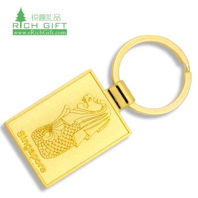 China Singapore merlion souvenir gold plating new design durable metal chain zinc alloy keychains for sale