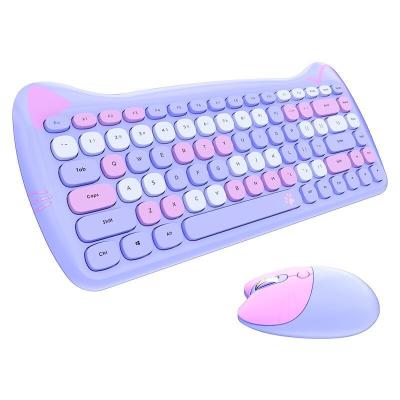 China Hot Sale Waterproof Compatible Cat Shaped 2.4G Wireless Keyboard and Mouse Combo 84 Keys for Computer for sale