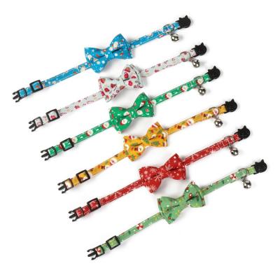 China Wholesale Soft Adjustable Pet Collars Detached Safe Christmas Stocked Cat Collar With Bell for sale