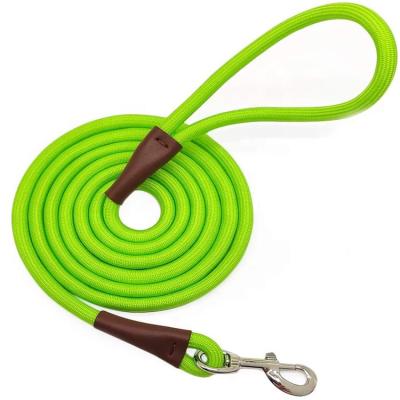 China Custom Strong Nylon Braided Padded Dog Leash Solid Color Rope Leash For Dogs for sale