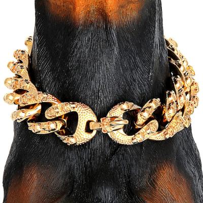 China China Factory Custom Wholesale Stocked 30MM Stainless Steel Gold Cuban Link Luxury Dog Collar for sale