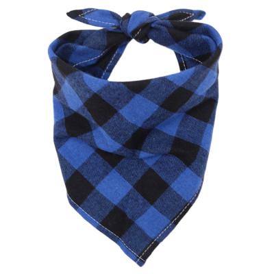 China Large Personalized Wholesale Adjustable Washable Plaid Cotton Pet Bandana for Pet Cats and Puppies for sale