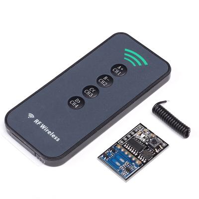 China Diy Electronic Kit 4-Key Remote Control + 433MHz 4-Channel Receiver Module 4.5-5.5V 3mA 15-50m Wireless Remote Control Module for sale