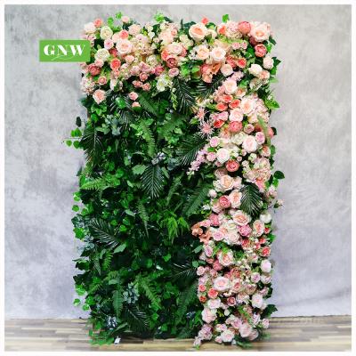 China Fashionable decorations GNW FLW1707027 all color fabric back flower handmade custom rolled rolled wall for sale