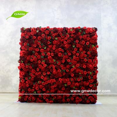 China Natural Rolled Touch GNW Artificial Silk Flower Wall Wedding Backdrop for sale