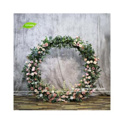 China Wedding GNW Garden Design Green Artificial Flower Arch Backdrop Wedding Decoration for sale