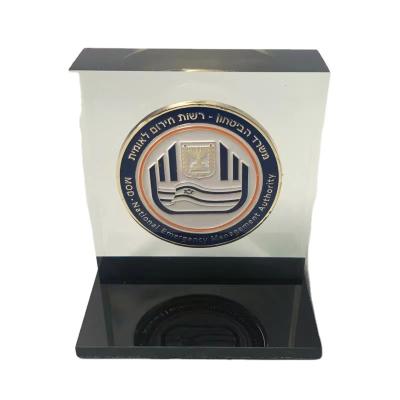 China Wholesale Custom Hot Pressing Transparent Acrylic Coin Display Block 25mm Thickness Coin Display Stand for sale