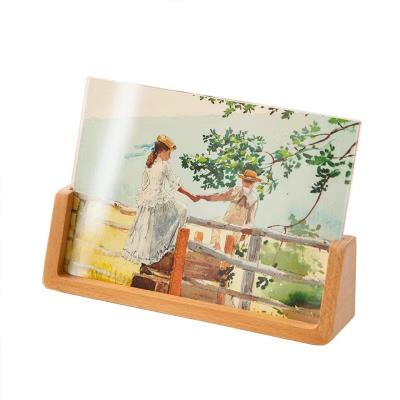 China Factory Customized High Quality Fast Delivery Clear Acrylic Wooden Photo Frame Stand Picture Display for sale