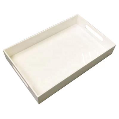 China Serving Tray Customized Different Size With Handle Restaurant Hotel Stacking Rectangular Porcelain White Acrylic Serving Tray for sale