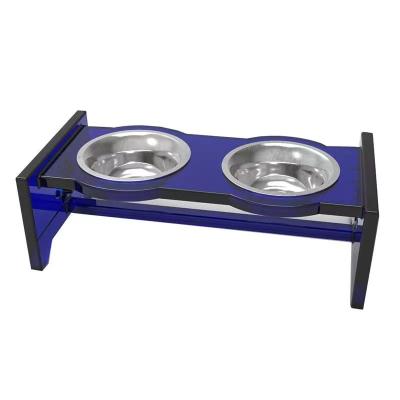 China Hot Selling Bowls Holder Professional Durable Lower Price Pets Driver Sturdy Holder With Double Bowls for sale