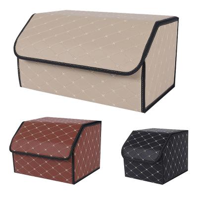 China Luxury High Quality Leather Trunk Organizer Car PU Folding Folding Storage Box For Car for sale