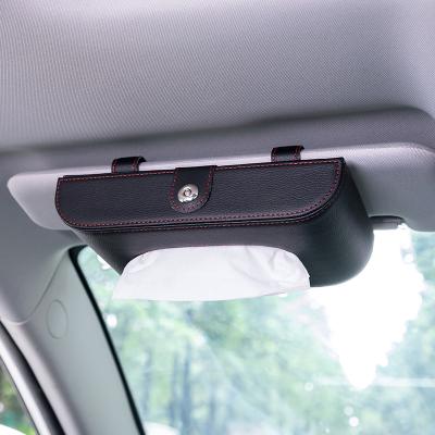 China 2021 Auto Accessories Storage Paper Towel Holder Box Tissue Case Cover For Car Sun Visor Tissue Holder For Car for sale