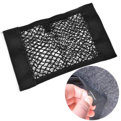 China Hot Fancy Amazon Sales Car Back Seat Pocket Storage Mesh Net Bag Auto Sticking Holder Pocket Trunk Organizer for sale