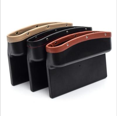 China Universal PU Car Console Side Pocket and Seat Gap Fancy Leather Receiver with Coin Organizer for sale