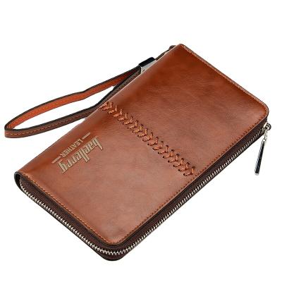 China Custom long design rfid money clip business fashion logo pu leather wallet bag for men for sale