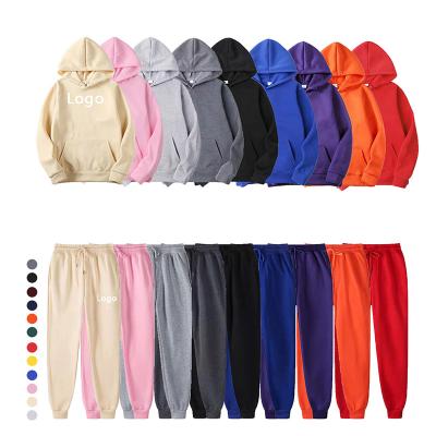 China 100Cotton Anti-Wrinkle Custom Blank Plain Mens Unisex Pullover Oversized Hoodies Set Mens Tracksuit Sweatshirts Mens Hoodies Set for sale