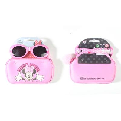 China 2020 Fashion Sunglasses Design Neoprene Bag Pink Cartoon Mouse Children Sunglasses Suit New for sale