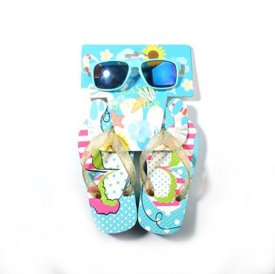 China Fashion YJ Sunglasses Brand New Design Sunglasses With Beach Slippers Kids Sunglasses Suit for sale