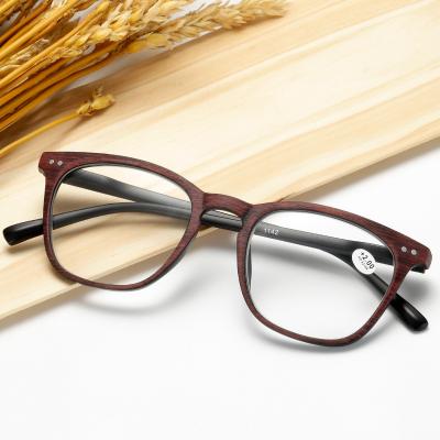 China Newest Fashional New HD Comfortable Spring Frame Wood Grain Reading Glass Resin Reading Glasses Comfortable Reading Glasses for sale