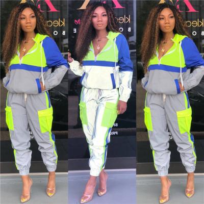 China Breathable In Womens Running Fall Casual Ladies Jogger Set Neon Green Two Piece Anorak Set Sweat Suits Thoughtful Set for sale