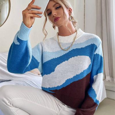 China Anti-wrinkle fashion boutique O neck sleeve knitted female sweaters clothing wholesale for women fashion sweater for sale